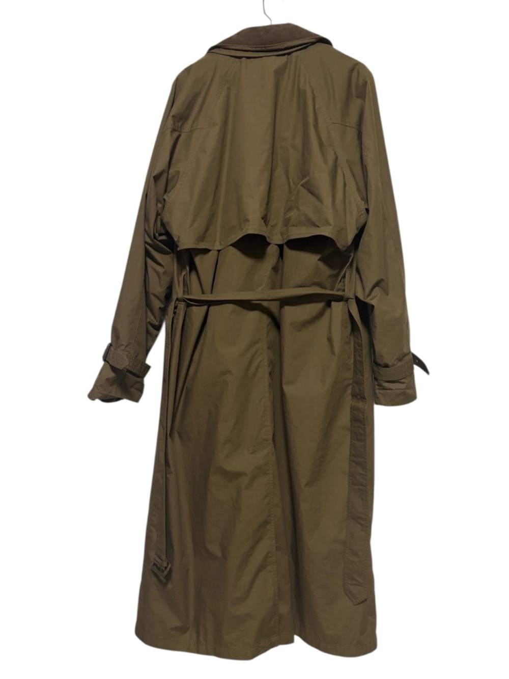 LONDON FOG Men’s Trench Coat Long Belted Suede Collar - Picture 7 of 12